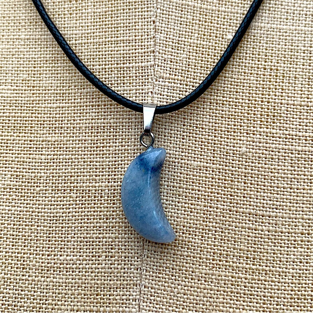 Handmade Genuine Stone Moon Charm Amulet Necklace